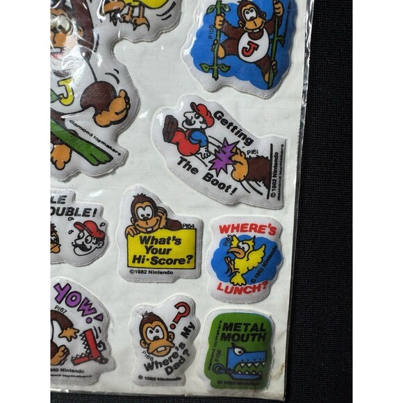 Vintage 80s Donkey Kong Junior Puffy Stickers Moving Googly Eyes Nintendo - Picture 5 of 8